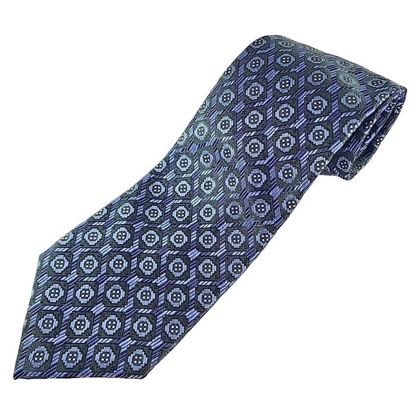 Joseph Abboud Blue Patterned Silk Tie Necktie - Made in USA - Like New - Picture 1 of 4